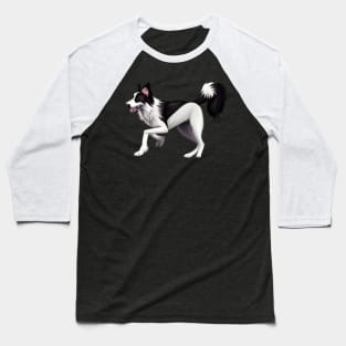 Border Collie Cartoon Baseball T-Shirt